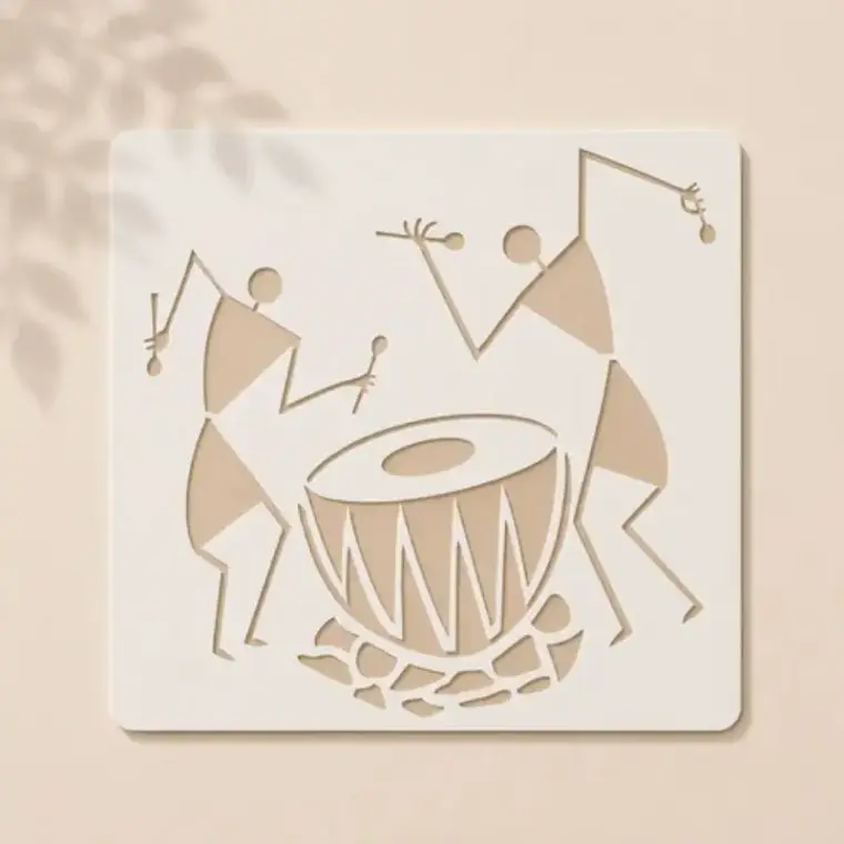Casvena Warli Ancient Art Reusable Stencil for Wall