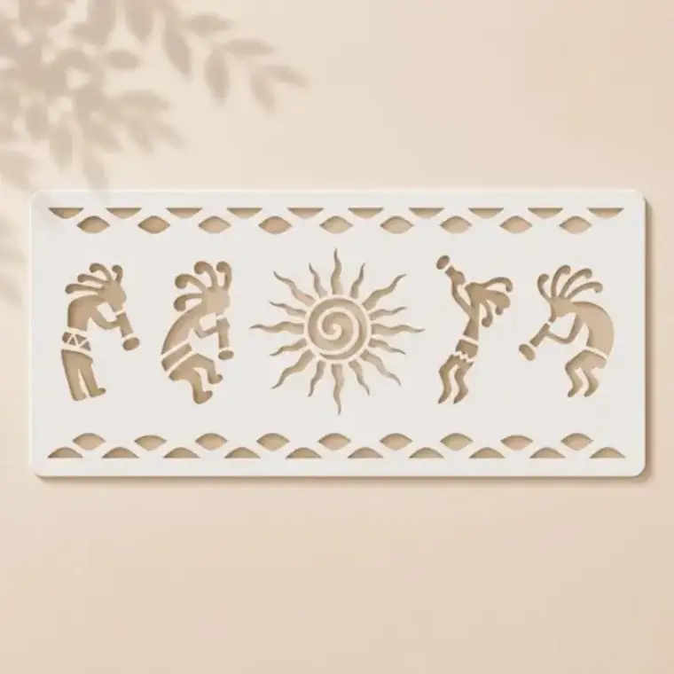 Casvens Kokopelli Ancient Art Reusable Stencil for Wall