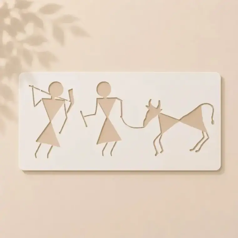 Casvena Warli Folk Art Reusable Stencil for Wall