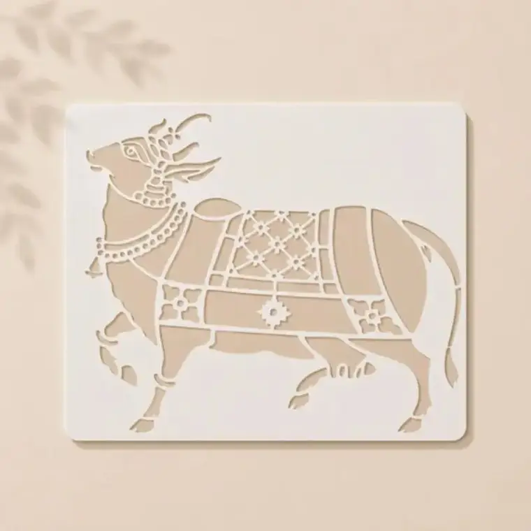 Casvena Traditional Nandi Bull Reusable Stencil for Wall