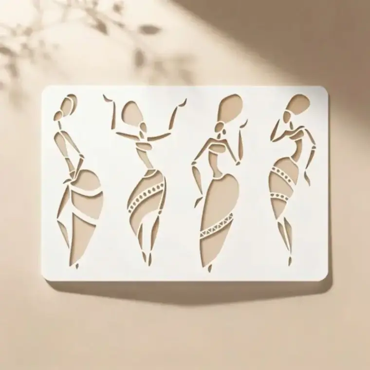 Casvena Warli Tribal Folk Art Reusable Stencil for Wall