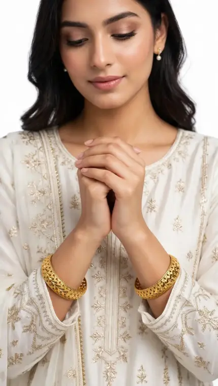 2 Pcs Charms Hanging Gold Plated Crystal Kara Bangle