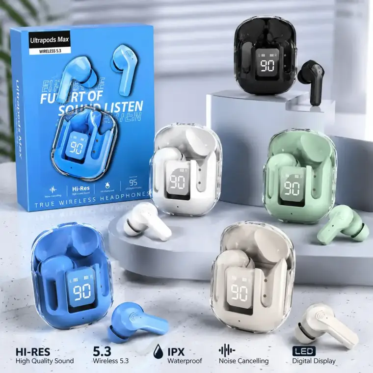 Air31 Wireless Earbuds | Crystal Transparent Design