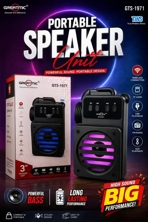Greatmic GTS-1971 Portable Wireless Bluetooth Speaker
