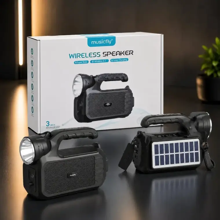 Portable Wireless Bluetooth Speaker with Flashlight