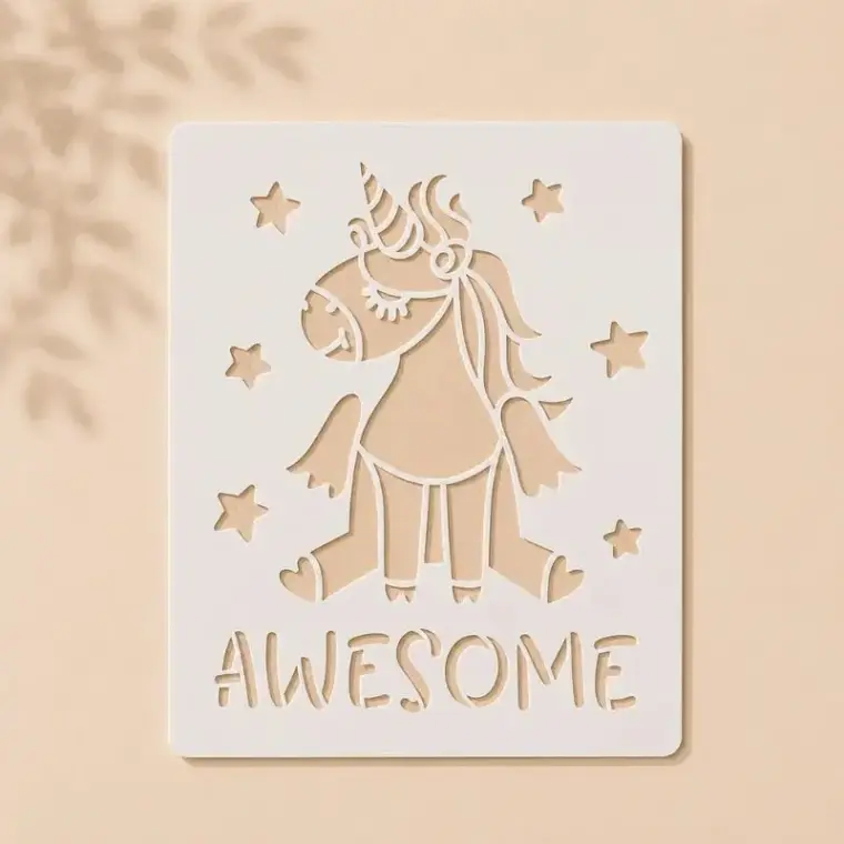 Casvena Unicorn Awesome Stencil Reusable Stencil for Wall