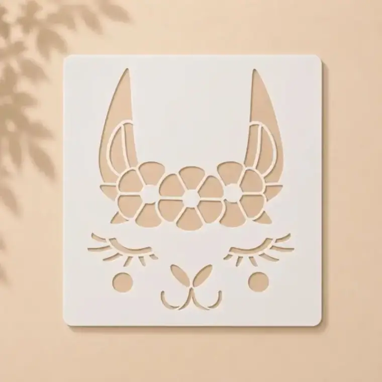 Casvena Llama Face Stencil Reusable Stencil for Wall