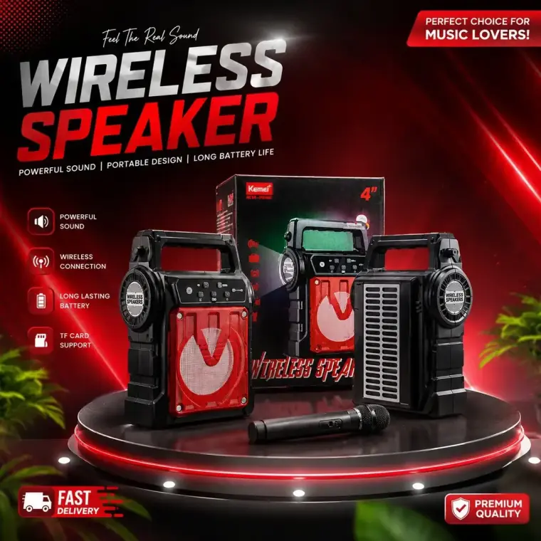 Kemei 4 Inch Portable Wireless Bluetooth Speaker