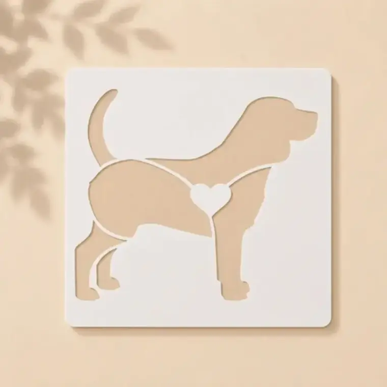 Casvena Beagle Heart Reusable Stencil for Wall