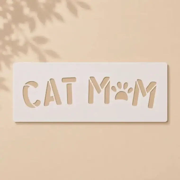 Casvena Cat Mom Reusable Stencil for Wall & Canvas