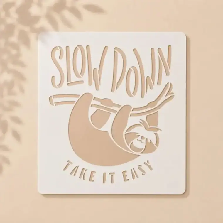 Casvena Slow Down Sloth Reusable Stencil for Wall