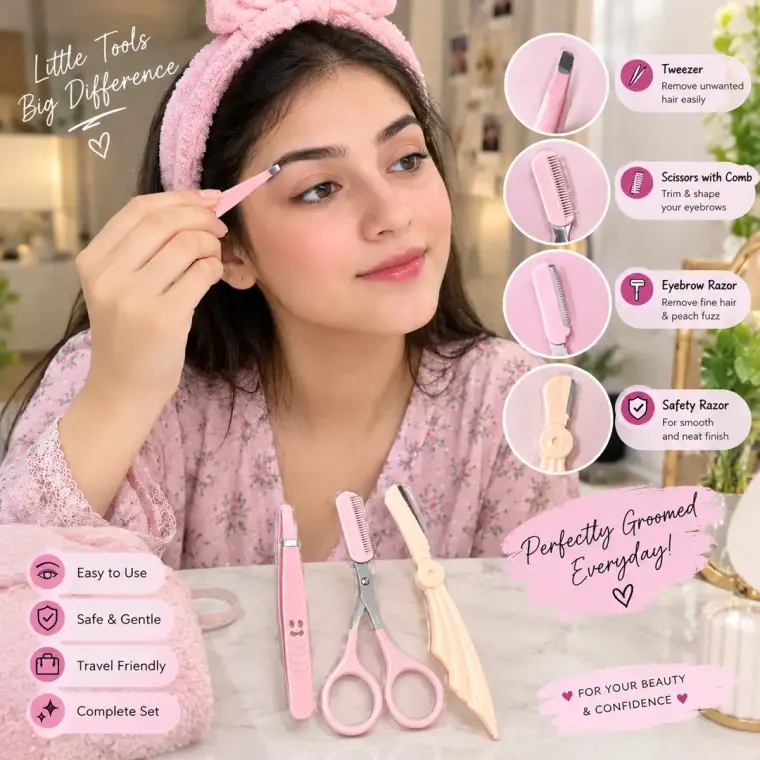 3 In 1 Eyebrows Making Razor With Comb Scissor, 1 Kit