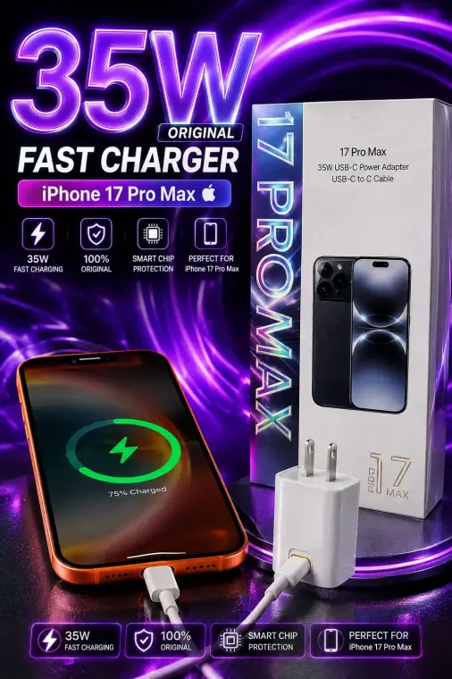 Premium 35W 2 Pin PD Wall Adapter for iPhone 17 Pro Max Set