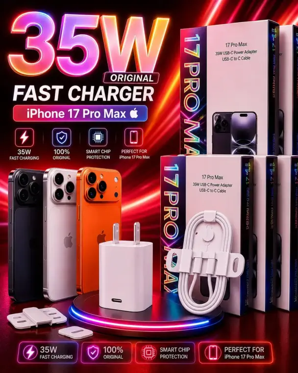 Elegant White 35W 2 Pin Apple PD Adapter with Data C Cable