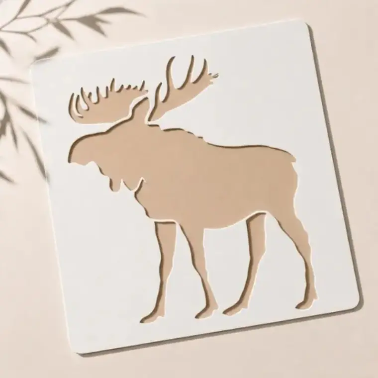 Casvena Wild Moose Stencil for Wall, Wood & Canvas Art