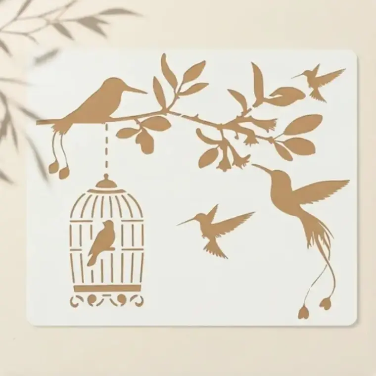 Casvena Flying Birds Reusable Stencil for Wall & Canva