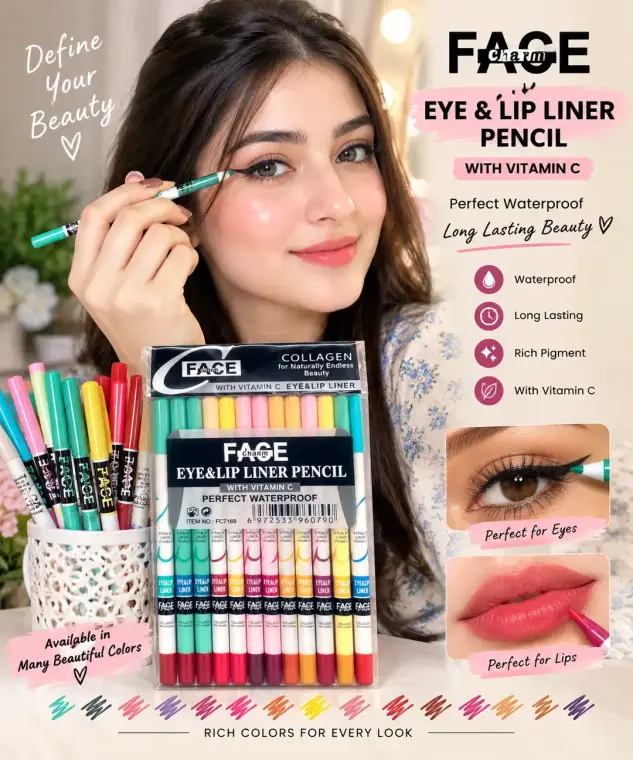 12 Pcs Face Charm Eye & Lip Liner Pencils In Multicolor