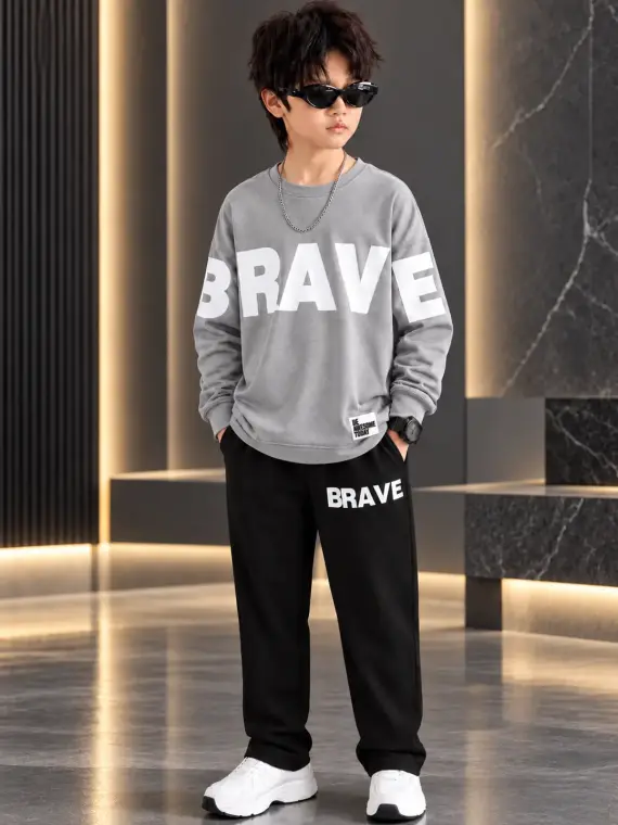 2 Pcs Girl's Fleece Printed Tracksuit