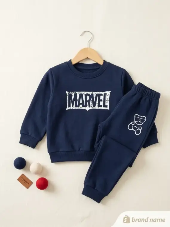 2 Pcs Girl's Fleece Printed Shirt And Trouser Set