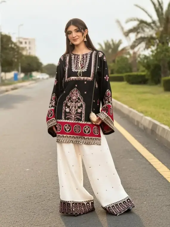 2 Pcs Women's Unstitched Embroidered Suit