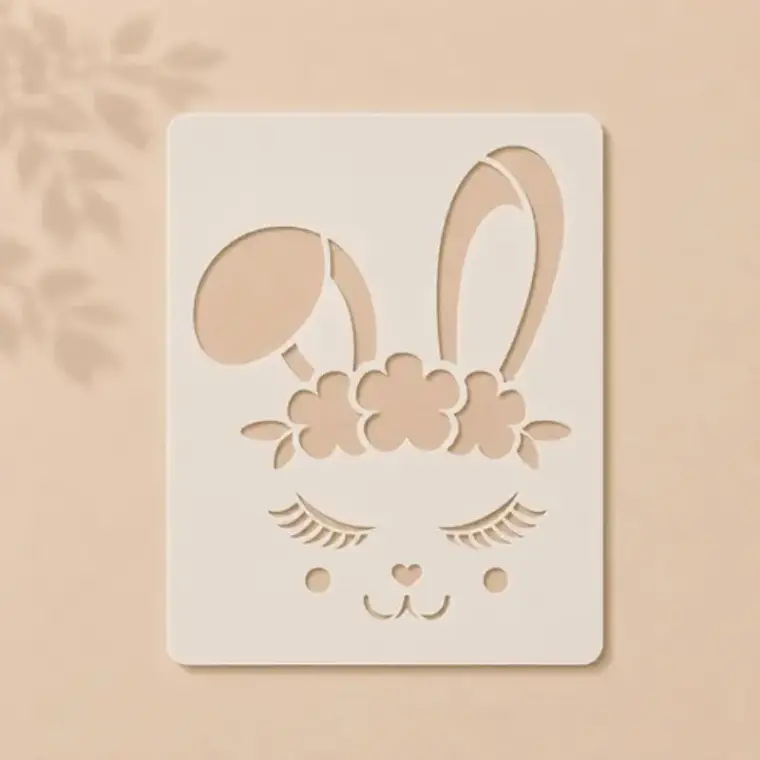 Casvena Baby Bunny Head Reusable Stencil for Wall & Canvas