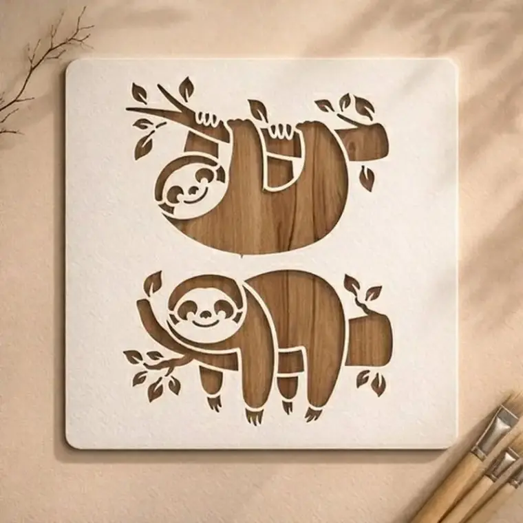 Casvena Cute Sloth Stencil for Wall & Kids Room