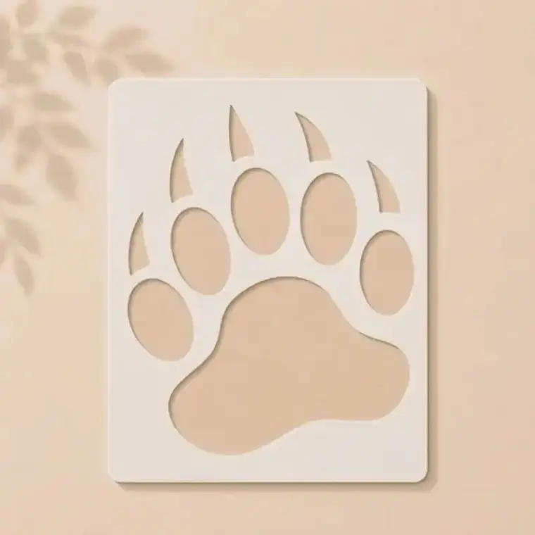 Casvena Bear Paw Claw Reusable Stencil for Wall & Canva