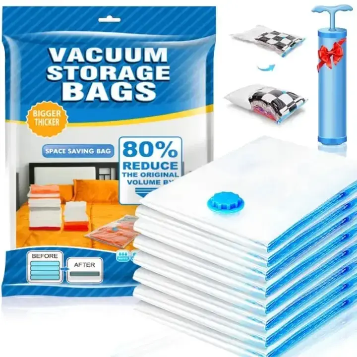 Set of 5 Vacuum Storage Bags with Travel Hand Pump