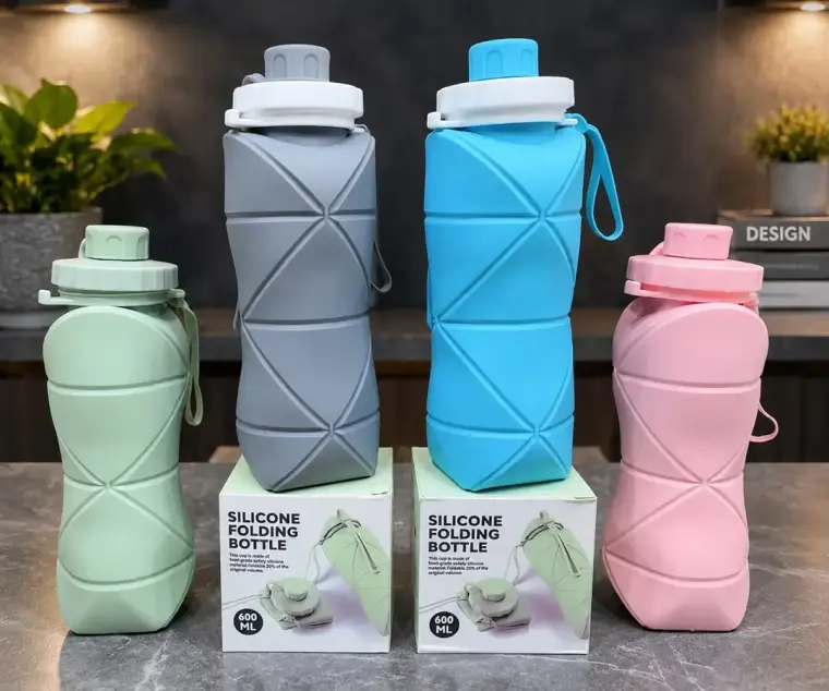 Silicone Foldable Water Bottle 600ml - Travel Water Bottle