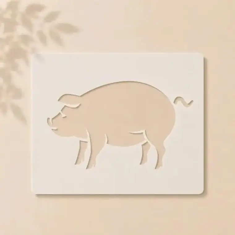 Casvena Pig Reusable Stencil for Wall & Canvas Painting