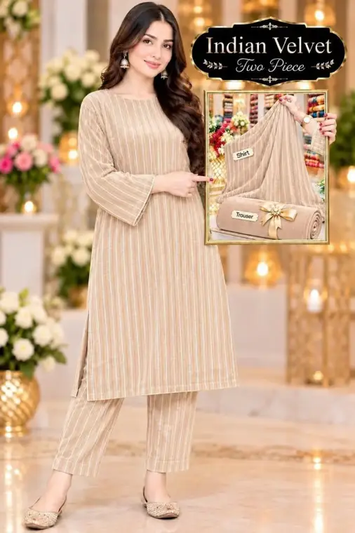 2 Pcs Women's Unstitched Plain Suit