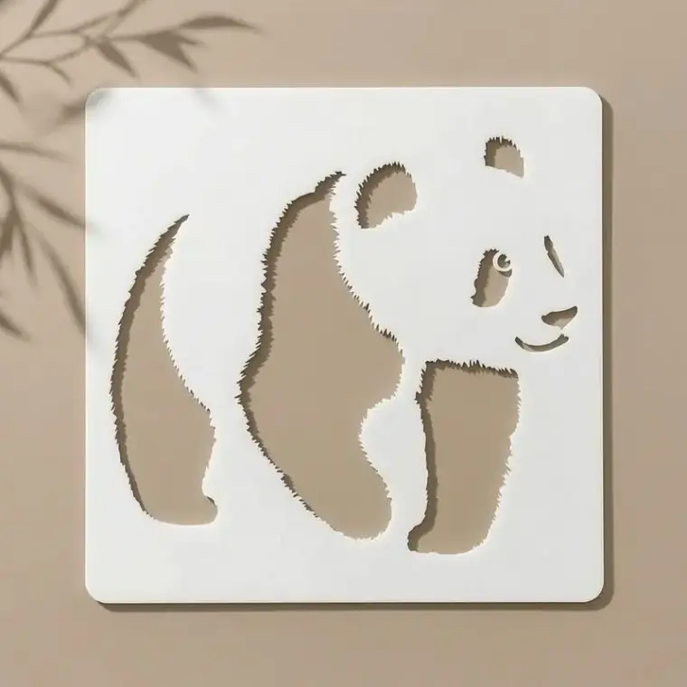 Casvena Panda Reusable Stencil for Wall & Canvas Painting