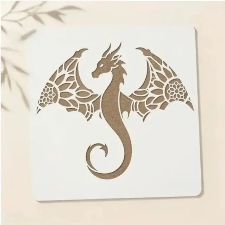 Casvena Mandala Dragon Reusable Stencil for Wall & Canva