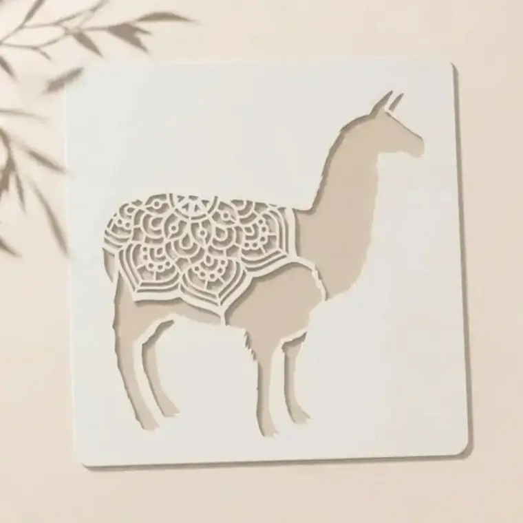 Casvena Llama Reusable Stencil for Wall & Canvas Painting
