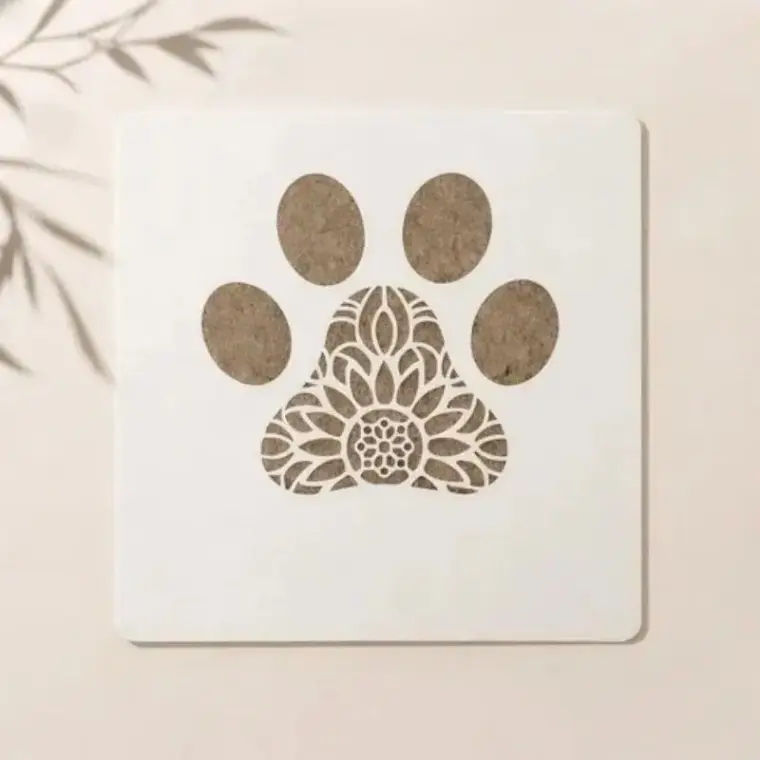 Casvena Mandala Dog Paw Print Reusable Stencil for Wall