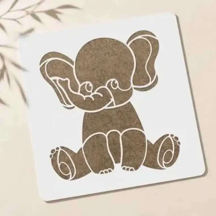 Casvena Baby Elephant Reusable Stencil for Wall & Canva