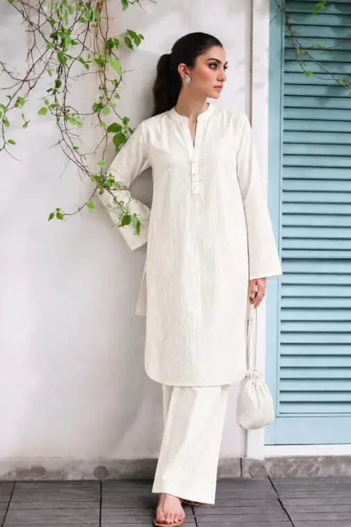 2 Pcs Women's Stitched Georgette Plain Co-Ord Set