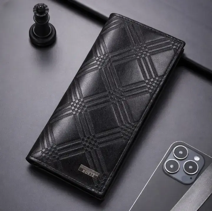 Style Trifold Long Wallet for Men & Women - Black