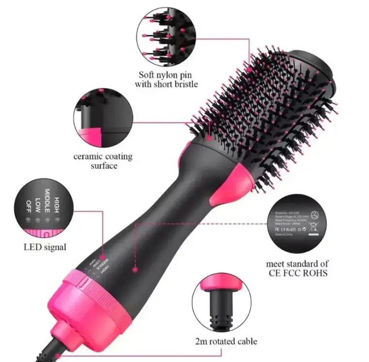 One Step Hot Air Brush 4 In 1 Hair Dryer, Straightener