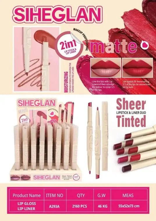 Siheglan 2 in1 Lipstick & outline 8 pcs set