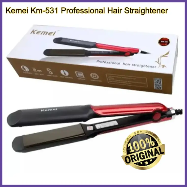 Kemei km-531 Hair Straightener for women - red