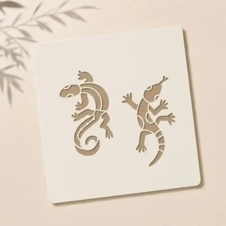 Casvena Aztec Lizards Reusable Stencil for Wall & Canva