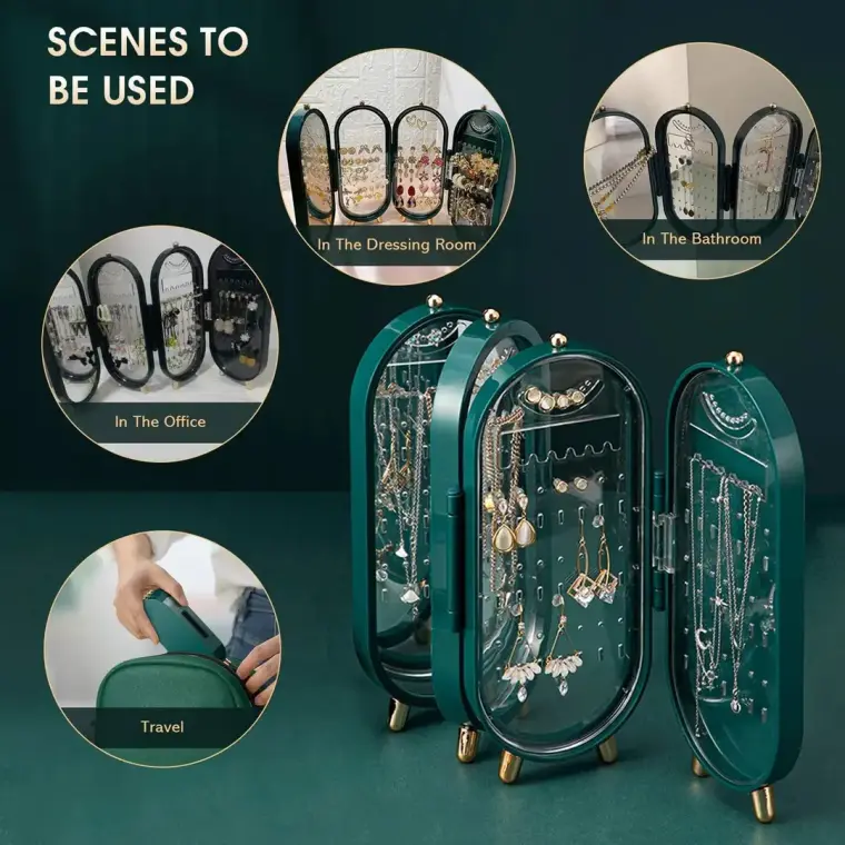 Foldable Jewellery Organizer Box with Mirror for Travel