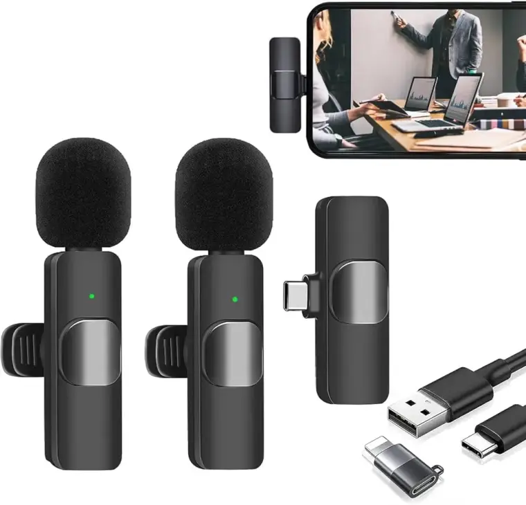 K9 Dual Wireless Microphone Black Long Battery Backup Mic YT