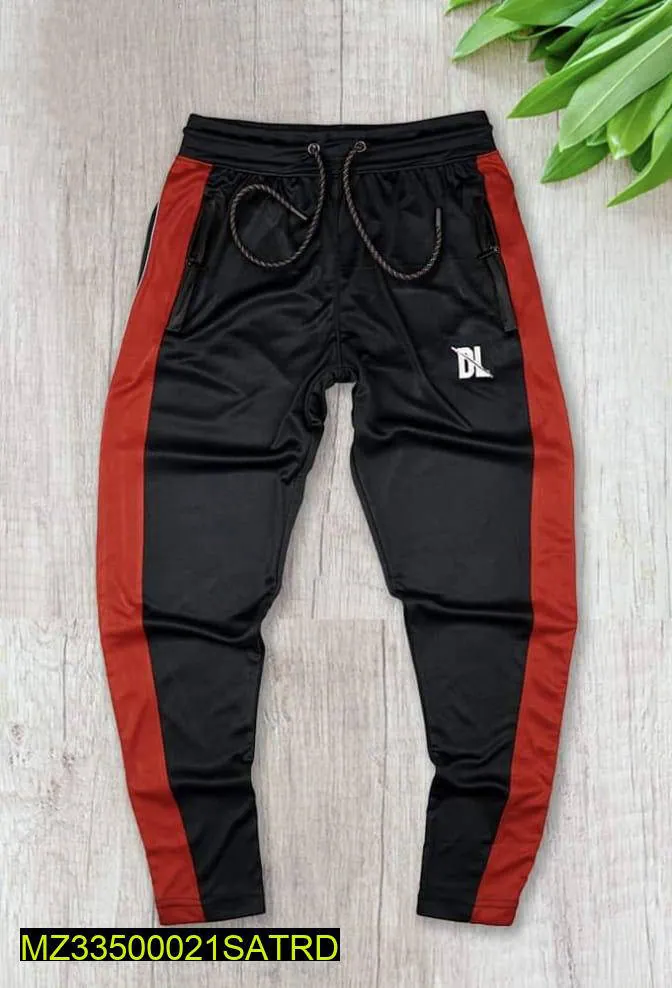 Men Slim Fit Track Suit Black Red