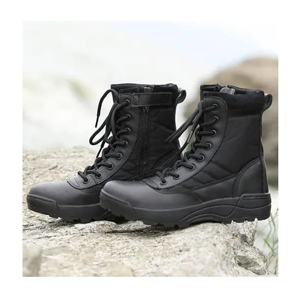 Men Synthetic Leather Casual Calf Boots Black Size 40-44
