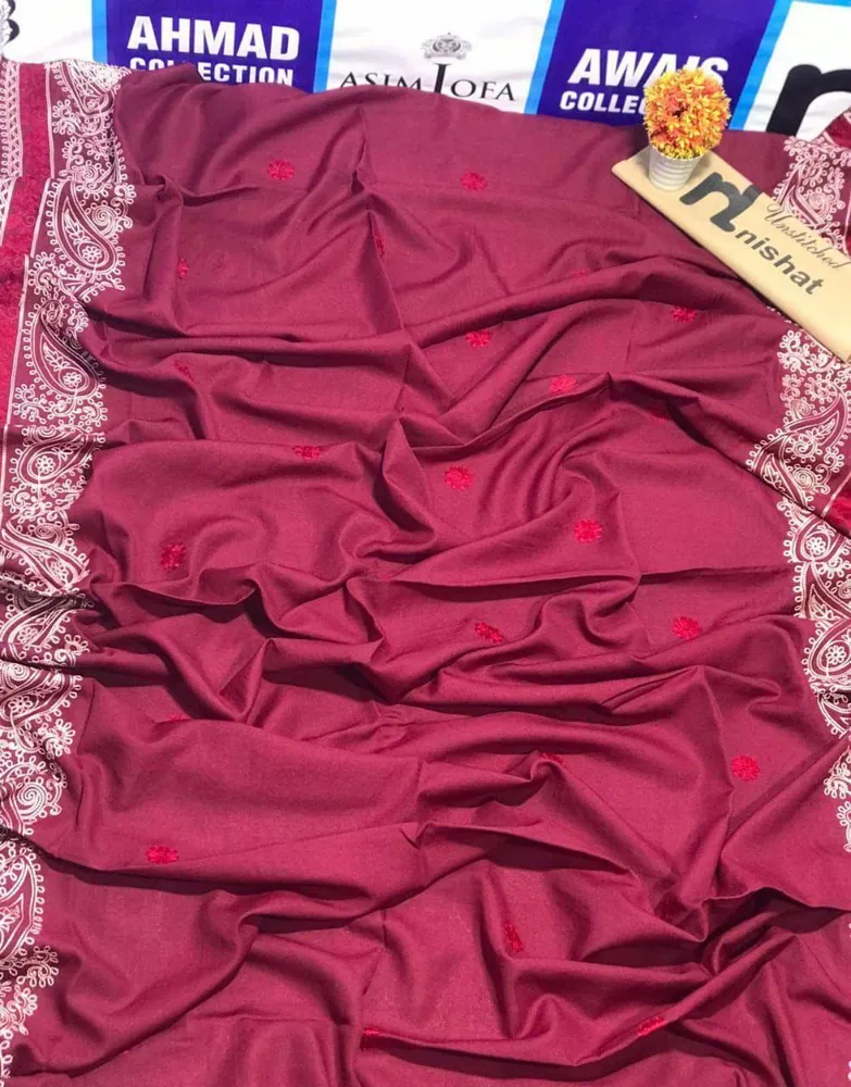 Swiss Embroidered Pink Shawl for Women 2.5 Gazz