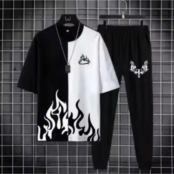 Men Black Flame Track Suit 2Pc Summer Wear Pakistan