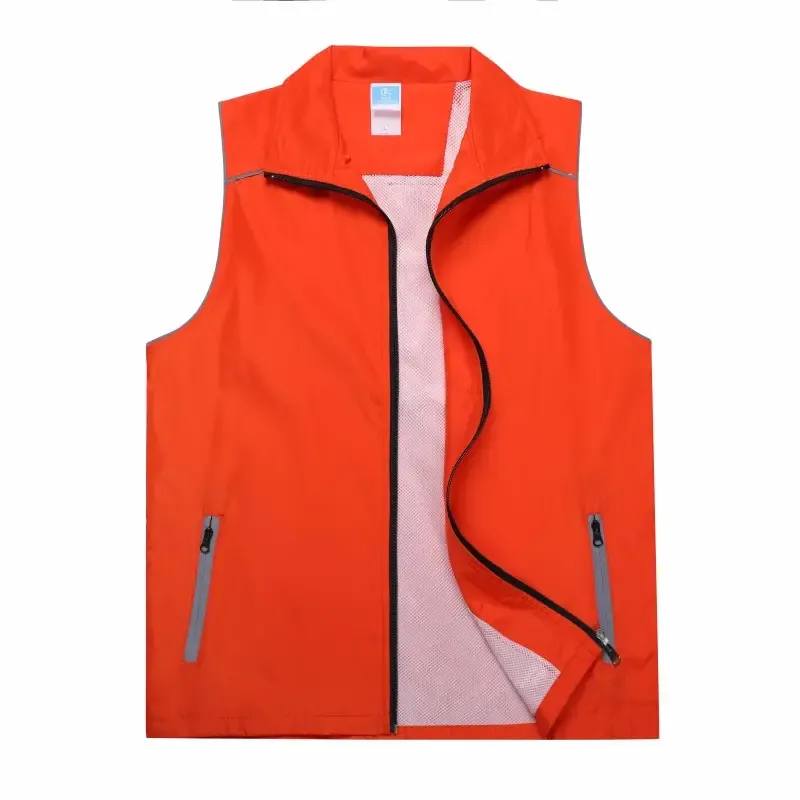 Orange Reflective Men's Vest with Zip Pockets