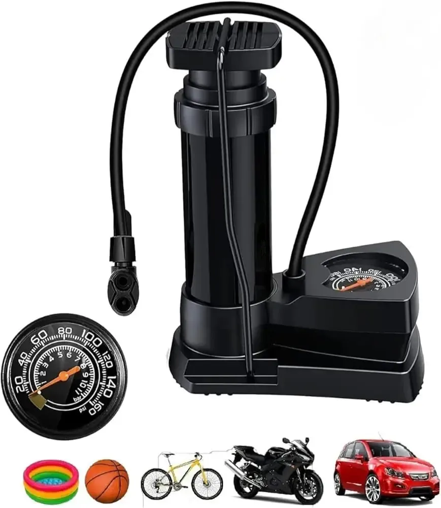 2 Pcs Compact Foot Air Pump With Nozzle For Bike Car